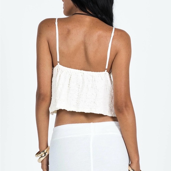 Princess Polly Cream Crinkle Spaghetti Strap Cami - Picture 2 of 8